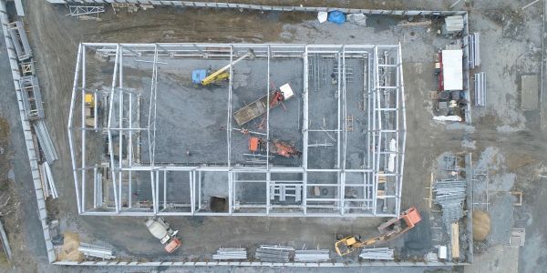 Aerial view of construction site